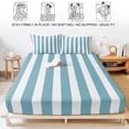 thumbnail image 5 of Twin XL Size Fitted Sheet Set - Aqua Striped 2 Piece Bedding Sets 16" Deep Pocket Fitted Sheet with 1 Pillowcases, Modern Farmhouse Blue White Stripes Brushed Microfiber Hotel Luxury Bed Sheets, 5 of 9