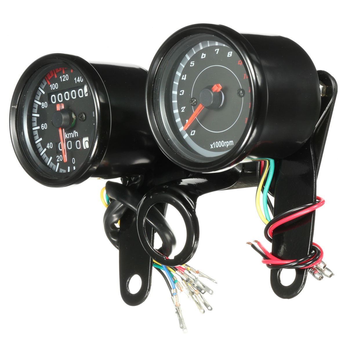 DEALPEAK Universal DC 12V Motorcycle LED Backlight Tachometer Electronic Tach Meter Gauge 