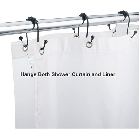 Weis Black Shower Curtain Hooks Double, Double Shower Curtains Ideas