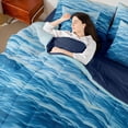 thumbnail image 5 of Manfei Gradient Blue Ocean Twin Bedding Sets for Kids Boys and Girls, Sea Water Print Bedding Comforter Set, Navy Reversible 7pcs, 5 of 6