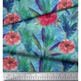 thumbnail image 2 of Soimoi Moss Georgette Fabric Leopard,Tropical Leaves & Floral Printed Fabric 1 Yard 42 Inch Wide, 2 of 3