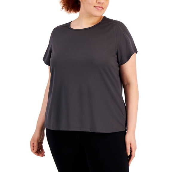 Women T-Shirt ID Ideology Women Birdseye Mesh T Shirt Gray Size 3X