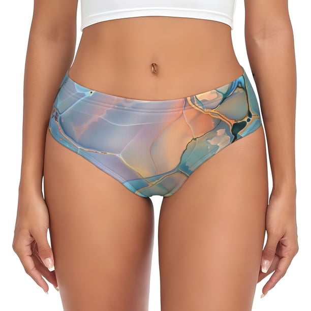 Fotbe Pastel Abstract Fluid Art Calzones Estampados para Mujer – Ropa Interior de Algodón, Cómoda, Suave y Elástica-4X-Large