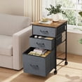 thumbnail image 6 of GALAXHERO 3 Drawer File Cabinet, Rolling Printer Stand Filing Cabinets for Home Office, Fabric Vertical File Cabinet Fits A4 or Letter Size, Rustic Brown, 6 of 10