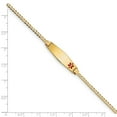 thumbnail image 3 of Real 14kt Yellow Gold Medical Soft Diamond Shape Red Enamel Curb Link ID Chain Bracelet; for Adults and Teens; for Women and Men, 3 of 3