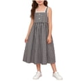 thumbnail image 3 of QSXADF Girls' Long Maxi Dress Beach Dress Children'S Plaid Sleeveless Camisole Dress For Summer Leisure And Comfortable Able For Adults And Girls Summer Outfits, 3 of 7