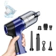 thumbnail image 4 of Aspiradora de coche | Mini Portátil Inalámbrico 80W | Succión de alta potencia de 5500 mbar | Carga USB recargable | Filtro lavable | Múltiples archivos adjuntos | Azul | 19x16cm, 4 of 9