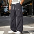 thumbnail image 2 of Daiosportswear Men's Streetwear Workwear Pants Loose Straight Leg Casual Daily Wear Trousers Dark Gray XXL, 2 of 9