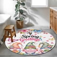 thumbnail image 3 of Spring Gnomes Round Area Rug 4Ft Washable Circle Rugs for Bedroom Dining Room, Colorful Flowers Watercolor Butterfly Floral Plant Non-Slip Carpet Floor Mats Indoor Outdoor Carpet Runner Home Decor, 3 of 8
