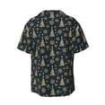 thumbnail image 4 of Balery Gold Snowflake Christmas Tree Men's Casual Button Down Shirt Short Sleeve Textured Summer Cuban Beach Shirts-XX-Large, 4 of 7