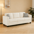 thumbnail image 5 of Gewnee 86.6”Teddy Velvet Sofa Couch,Comfy Extra Deep Seat 3 Seater Couches for Living Room with 2 Pillows.Beige, 5 of 15