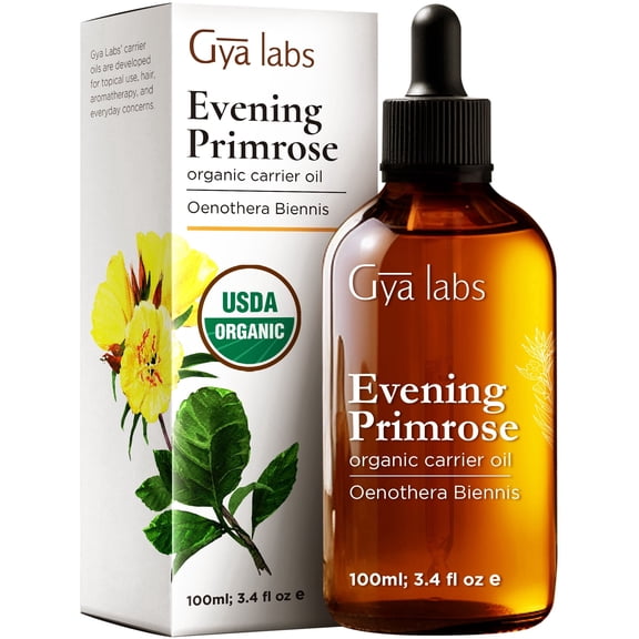 Gya Labs Evening Primrose Carrier Oil - 3.4 fl oz - for Hair, Skin, Face, Scalp & Body Massage