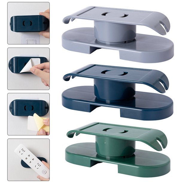 unbranded 3Ud Organizador De Cables Adhesivo Para Hogar Con Soporte De Plástico Para Enchufes Y Regletas