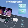 thumbnail image 4 of Cargador USB C Linboll, 200 W, 8 puertos, centro de carga rápida GaN, 4 of 8