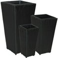 thumbnail image 2 of Sunnydaze Assorted Square Outdoor Black Rattan Planter with Liner 3-Count, 2 of 9