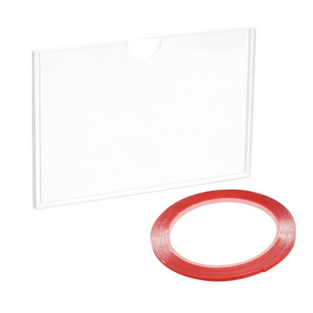 Uxcell Clear Acrylic Sign Holder Document Paper Horizontal Frame 4.1x5.8inch with Adhesive Strip for Home, Office 3Pcs