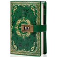 thumbnail image 1 of Vintage Leather Journal Notebook with Combination Lock, A5 Embossed Flower Secret Diary Ruled Lined Paper for Writing, Gift for Women Girls Children (Green), 1 of 4