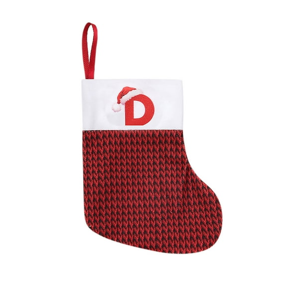 Uutvmp 6.3 Inch Red Mini Christmas Stocking, Initial Letter Embroidered Lettetr Christmas Decor Stocking, Knitted Mini Xmas Stocking for Family Holiday Xmas Tree Decor
