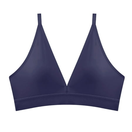 SwiftWear Women s Solid Color Nude V Seamless Underwear Wireless Low Impact Sports Bras for Women Adjustable Strap Workout Yoga Bras  Blue XL
