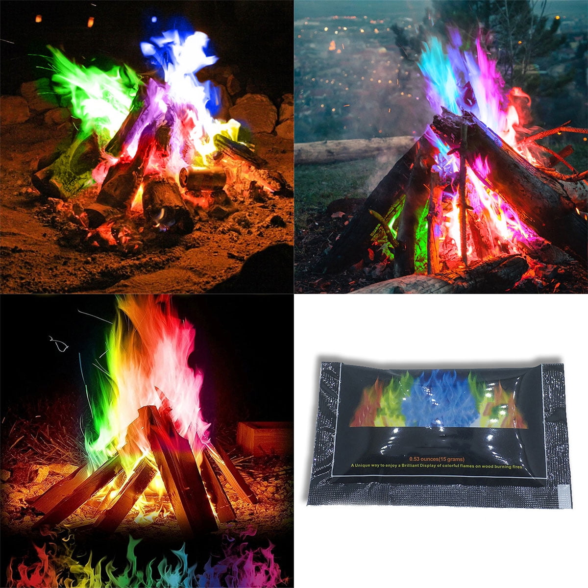 Magic Neon Flames Colour Changing Mystical Fire Bonfire Sachets Fire Pit 