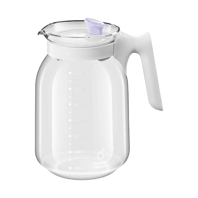 SDNall Glass Water Bottle for Cold and Hot Use, 2.2L Large Capacity Pitcher with Wide Mouth, High Borosilicate Glass Water Pitcher for Tea and Cold Brew, Easy Clean Chilled Water Dispenser