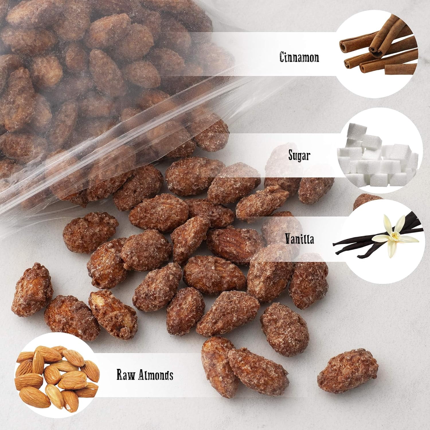 Jd's Snack Factory Roasted Almonds – Cinnamon Candy Coated Almonds, 24 oz (1.50 lb)