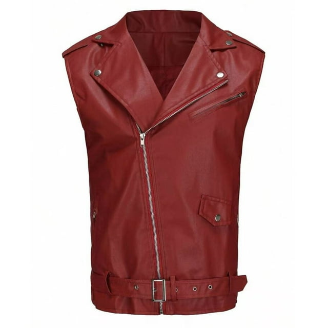 Motorcycle Jacket Men Men's Fashion Solid Color Sleeveless Motorcycle Riding Jacket with Zipper and Lapel Men's Jackets for Winter