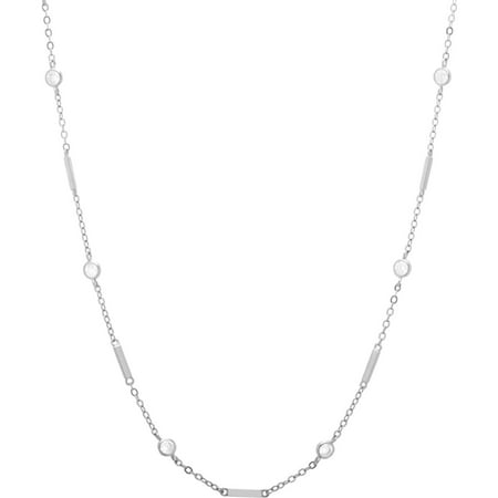 Lesa Michele Cubic Zirconia Sterling Silver Necklace, 30