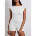 thumbnail image 3 of Women Solid Color Playsuits 1/4 Sleeve Summer Backless Jumpsuits Slim Casual Short Rompers Clubwear, 3 of 10