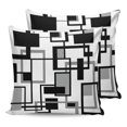 thumbnail image 7 of Outdoor Throw Pillow Cover Minimalist Square Stripe Waterproof Cushion Covers 2 Pack Black Grey Rectangle on White Pillow Cases Home Decoration for Patio Garden Couch Sofa, 7 of 7