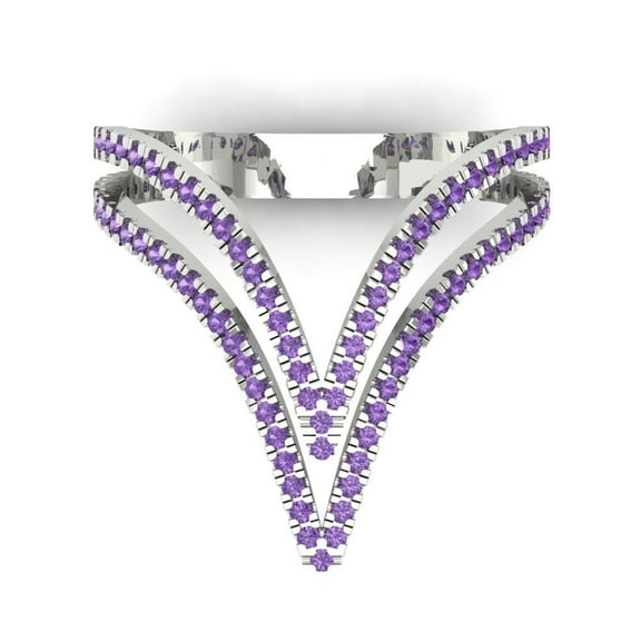 Statement Engagement Ring for Women - 0.525ct Simulated Alexandrite in 14K White Gold Promise Ring