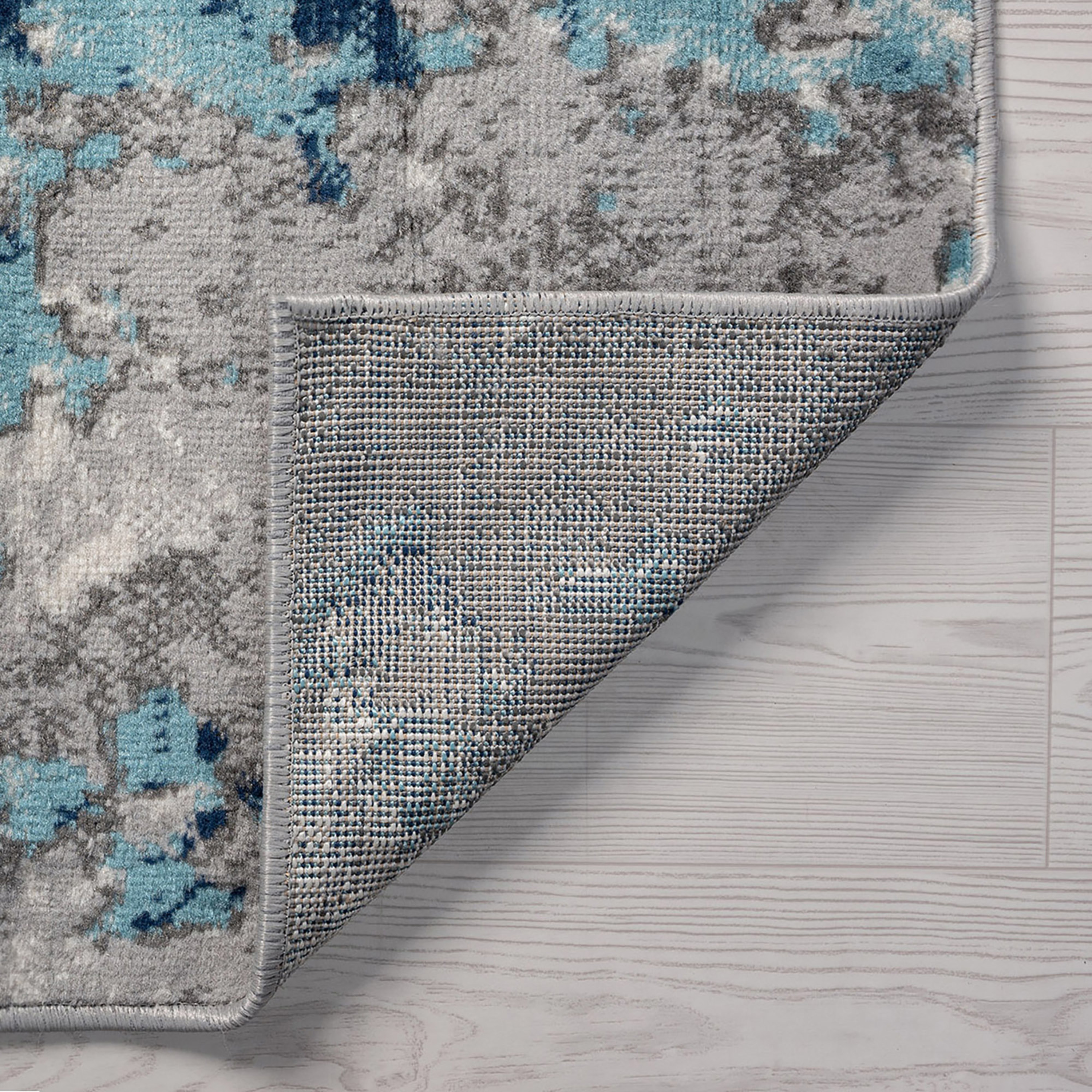 Contemporary 5x8 Area Rug (5'3'' x 7'3'') Abstract Blue, Gray Living Room Easy to Clean