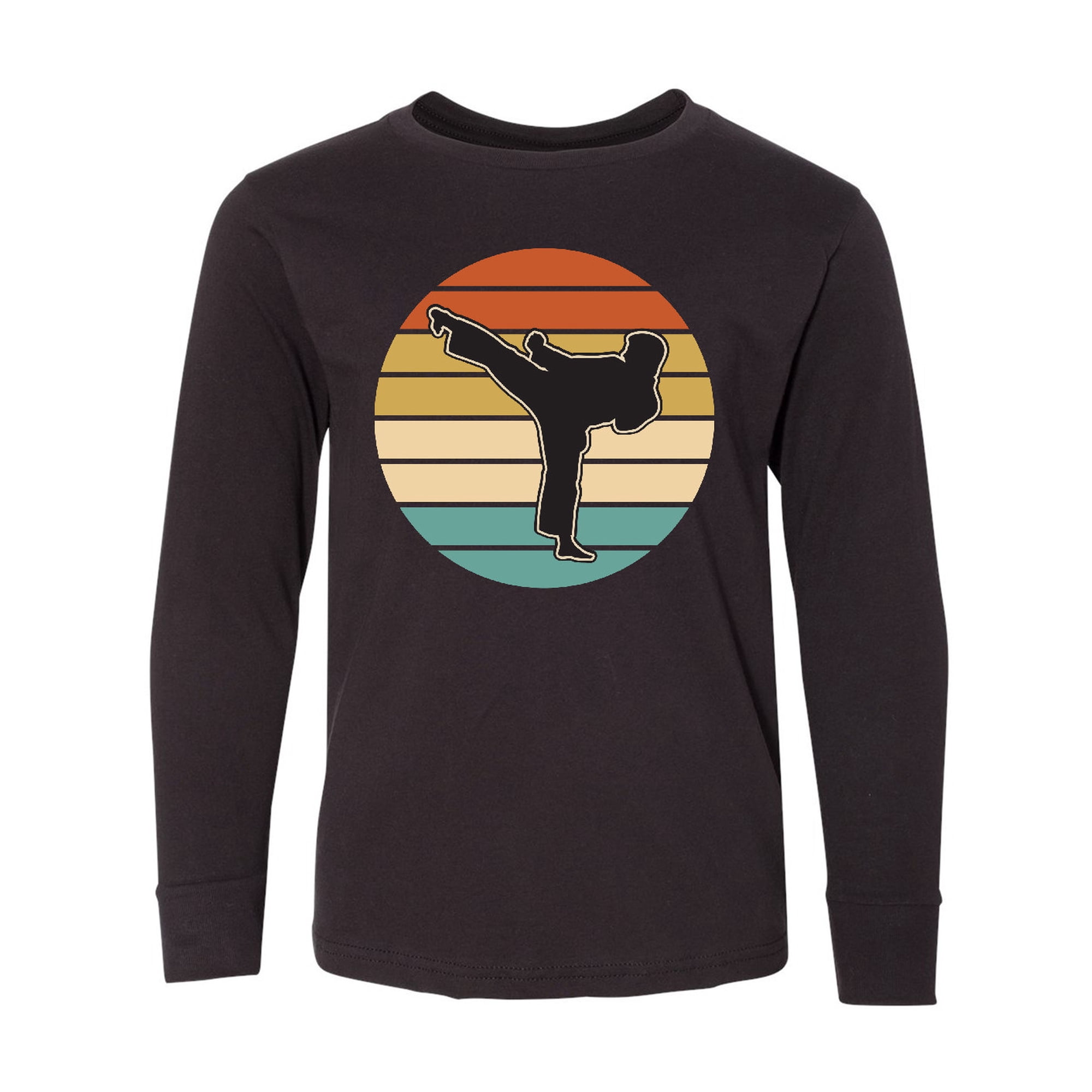 Inktastic Karate Martial Arts Silhouette Long Sleeve Youth T-Shirt