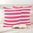 thumbnail image 3 of Pink Striped Outdoor Waterproof Pillow Covers, Modern Simple Monochrome Geometric White Decorative Square Throw Pillowcase Sofa Cushion Sham for Patio/Couch/Chair, 24"x24" 2 Pack, 3 of 8