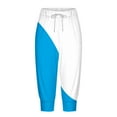 thumbnail image 6 of VERUGU Capri Pants for Women Fashion Splice Color Pants Elastic Waist Drawstring Casual Capris with Pockets Blue L, 6 of 6