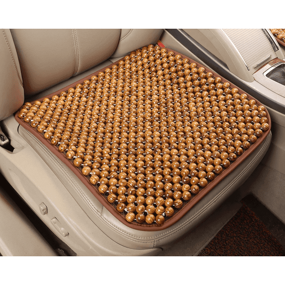 KENNISI Universal Wooden Beaded Massaging Car Seat Cushion, 17.7"x17.7", 1 Piece