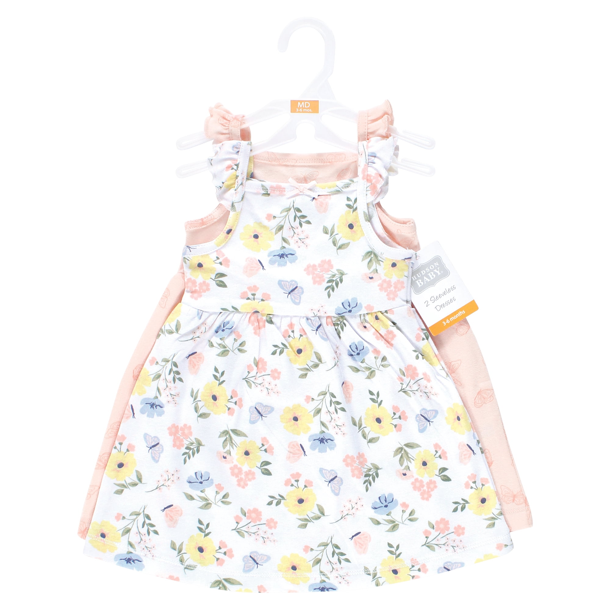Hudson Baby Girls Cotton Dresses, Soft Butterfly Floral, 3-6 Months