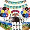 Sonic Party Supplies Theme Birthday Party Favor Decoration Includes Banner - Tablecloth - Cake Topper - 24 Cupcake Toppers - 20 Balloons - 20 napkins for Birthday Party Favor Pack Set for Ki