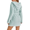 thumbnail image 5 of zanvin Fleece Robe for Women Mid Length Belted Bathrobe Hooded Fleece Plush Bath Robe Winter Spa Robes with Pockets, 5 of 5