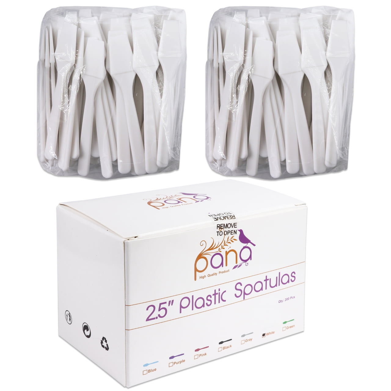 PANA 200 Pieces Cosmetic Disposable Plastic 2.5” Spatulas for Skin Care
