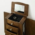thumbnail image 4 of Linon Fran Armoire à Bijoux en Bois à 6 Tiroirs avec Dessus Rabattable en Noyer Classique Brun, 4 of 17