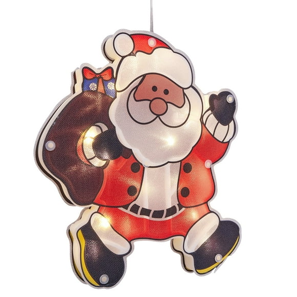 Christmas Lights LED Window Lights With Suction Cup Battery Powered LED Christmas Window Lamp Elk Snowmen Xmas Tree Shaped Light for Christmas Party Decoration