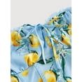 thumbnail image 3 of Blue Lemon Print Sleeveless Halter Midi Dress With Pleated Waist, Elegant Tea Party & Summer Occasion Dress, 3 of 4