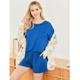 thumbnail image 5 of Ekouaer Women's 2 Piece Pajama Sets Short Sleeve Lounge Sets Soft Round Neck Top and Shorts Sleepwear, 5 of 7