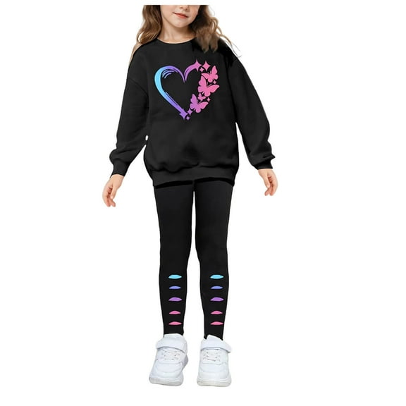 newwalpole Girls Clothes, Girls Outfits Tie Dye Sweatshirt Tops and Leggings Sweatpants 2 Piece Fall Winter Clothes Set Black for Size 4-5 Years
