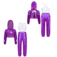 thumbnail image 5 of inlzdz Kids Girls Jazz Hip Hop Dance Outfits Metallic Long Sleeve Hoodie Sport Vest And Sweatpants Dancewear Purple 14, 5 of 6