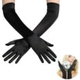 thumbnail image 1 of Premium Black Long Satin Gloves Vintage Style Opera Gloves, 1 of 8