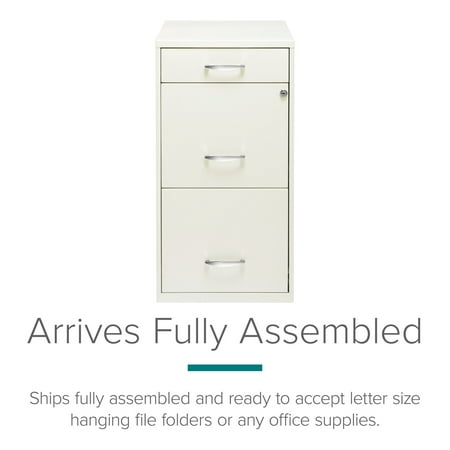 Hirsh - Metal 3-Drawer Organizer File Cabinet with Pencil Drawer - Pearl White