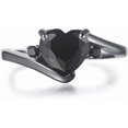 thumbnail image 5 of Black Gold Plated Heart Shaped Stone Solitaire Style Wedding Engagement Promise Statement Ring, 5 of 8