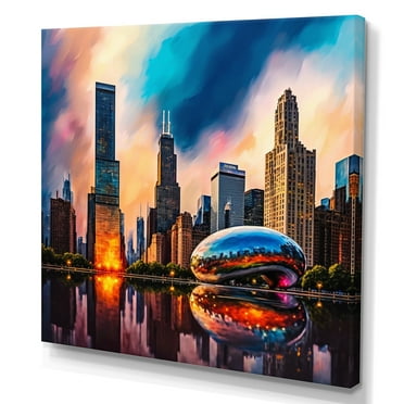 Designart Chicago City Architecture II Canvas Wall Art